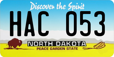 ND license plate HAC053