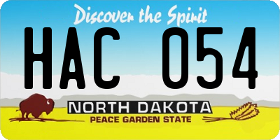 ND license plate HAC054