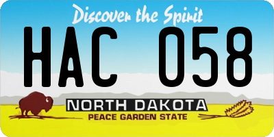 ND license plate HAC058