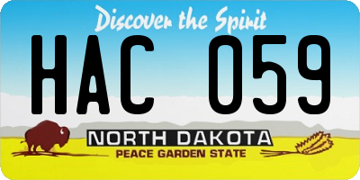 ND license plate HAC059