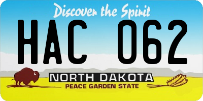 ND license plate HAC062