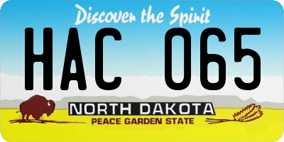 ND license plate HAC065