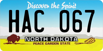 ND license plate HAC067