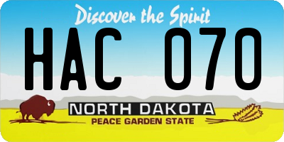 ND license plate HAC070