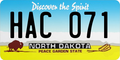 ND license plate HAC071