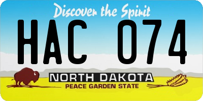 ND license plate HAC074