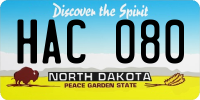 ND license plate HAC080