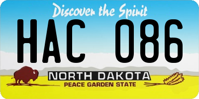 ND license plate HAC086