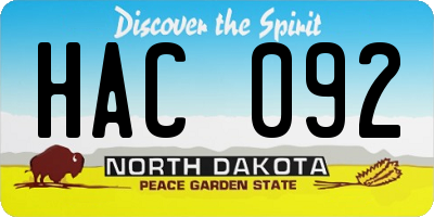 ND license plate HAC092