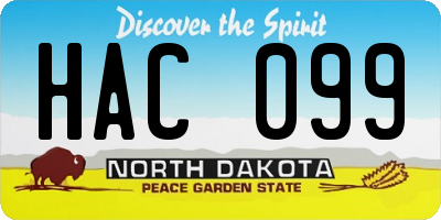 ND license plate HAC099