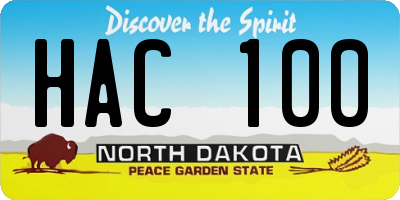 ND license plate HAC100