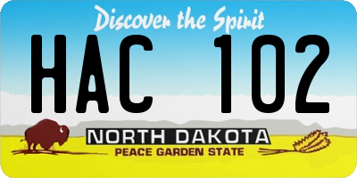 ND license plate HAC102