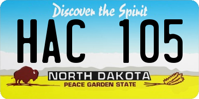 ND license plate HAC105