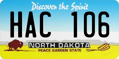 ND license plate HAC106