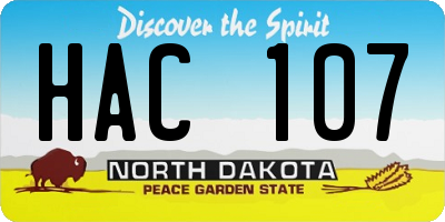 ND license plate HAC107