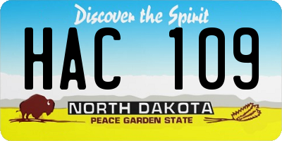 ND license plate HAC109