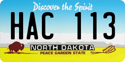 ND license plate HAC113