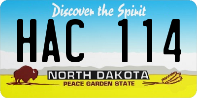 ND license plate HAC114