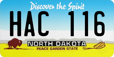 ND license plate HAC116