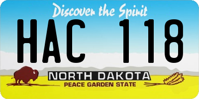 ND license plate HAC118