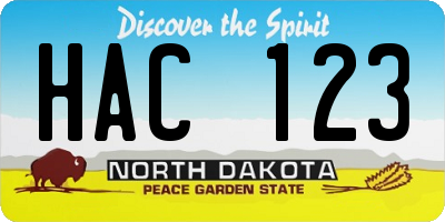 ND license plate HAC123