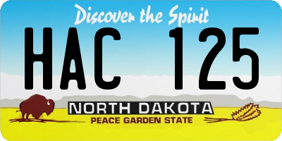 ND license plate HAC125