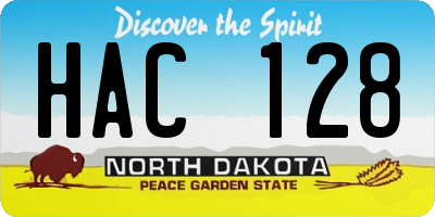 ND license plate HAC128