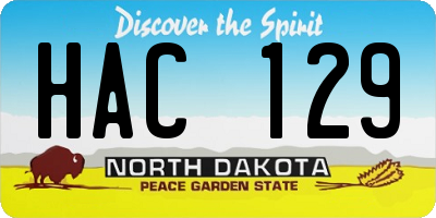 ND license plate HAC129