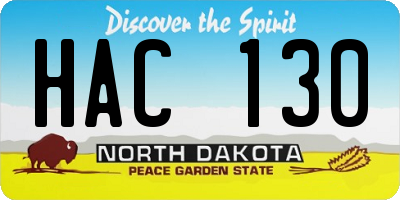 ND license plate HAC130