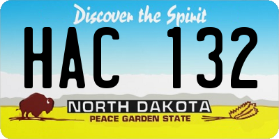 ND license plate HAC132