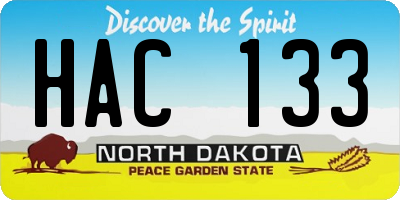 ND license plate HAC133