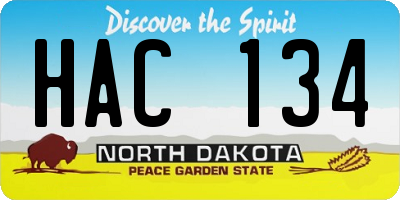 ND license plate HAC134