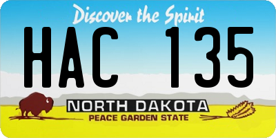 ND license plate HAC135