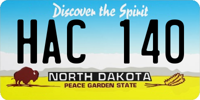 ND license plate HAC140