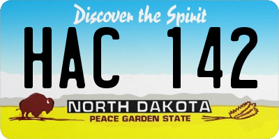 ND license plate HAC142