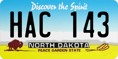 ND license plate HAC143