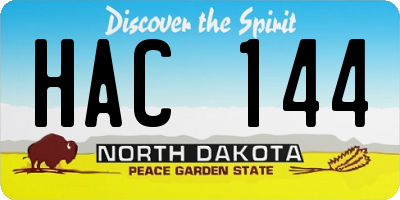 ND license plate HAC144