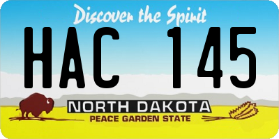 ND license plate HAC145