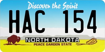 ND license plate HAC154