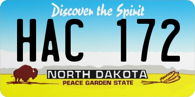 ND license plate HAC172
