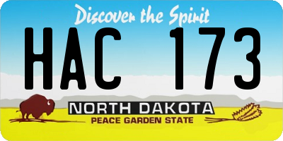 ND license plate HAC173