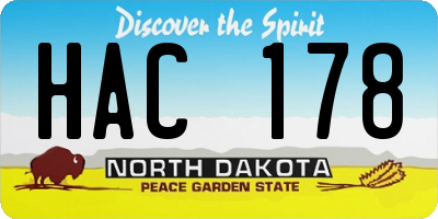 ND license plate HAC178