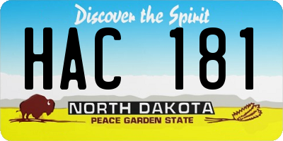 ND license plate HAC181