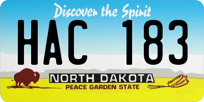 ND license plate HAC183