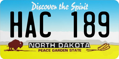 ND license plate HAC189