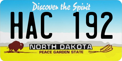 ND license plate HAC192