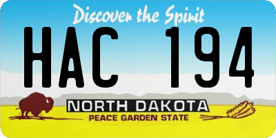 ND license plate HAC194