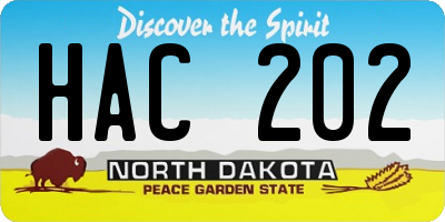 ND license plate HAC202