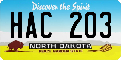 ND license plate HAC203