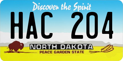 ND license plate HAC204